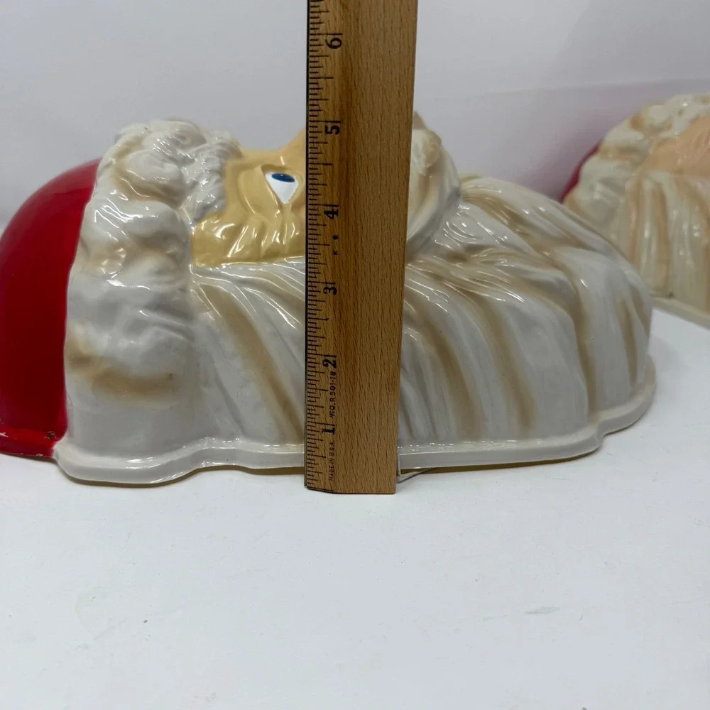 Vintage‎ Plastic Santa Claus Face Mask Thin Plastic Large 12x9x6 Lot of 2